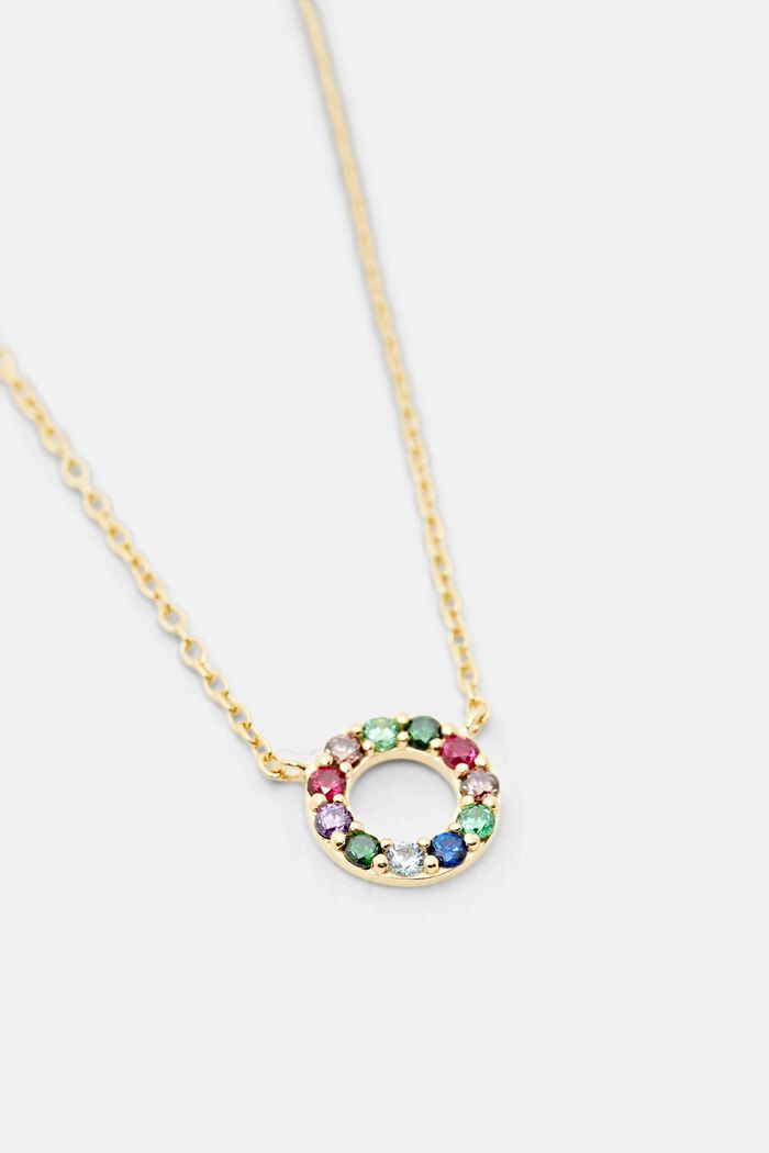 Halskette aus goldfarbenem Sterlingsilber mit ringförmigem Anhänger