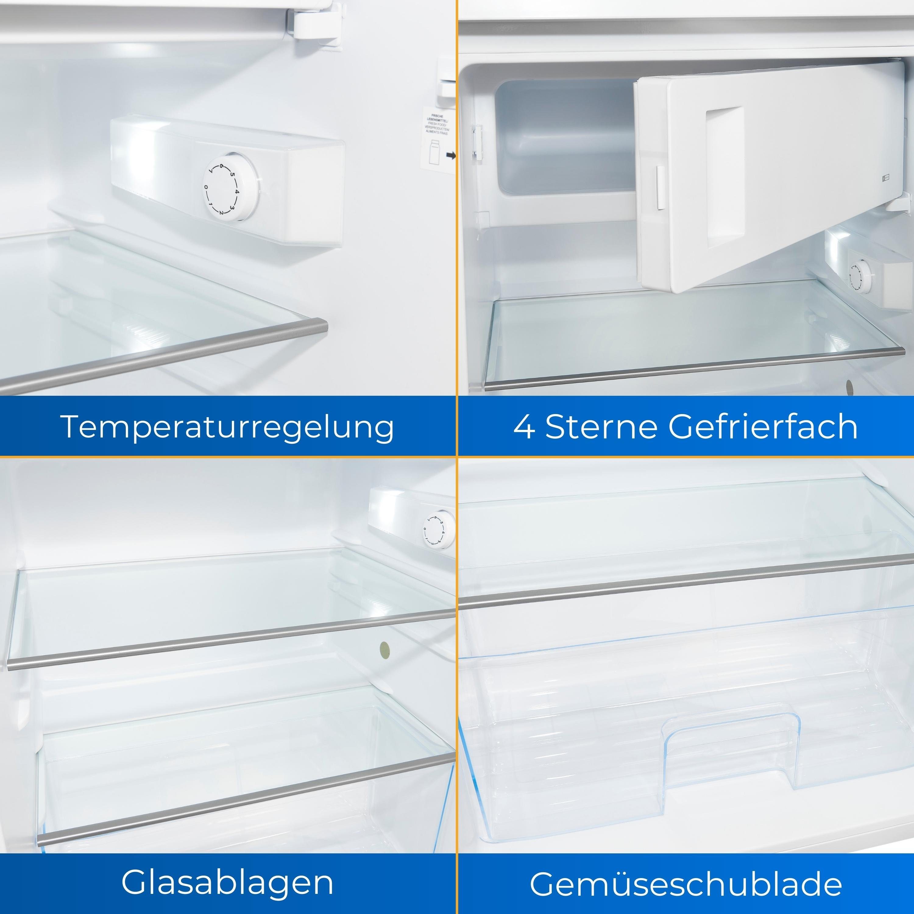 exquisit Table Top Kühlschrank KS516-4-H-010D, 85 cm hoch, 56 cm breit, klein und platzsparend für kleine Haushalte