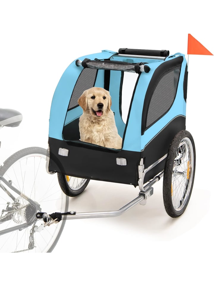 COSTWAY Hundeanhänger für Fahrrad in Blau günstig kaufen 135 cm