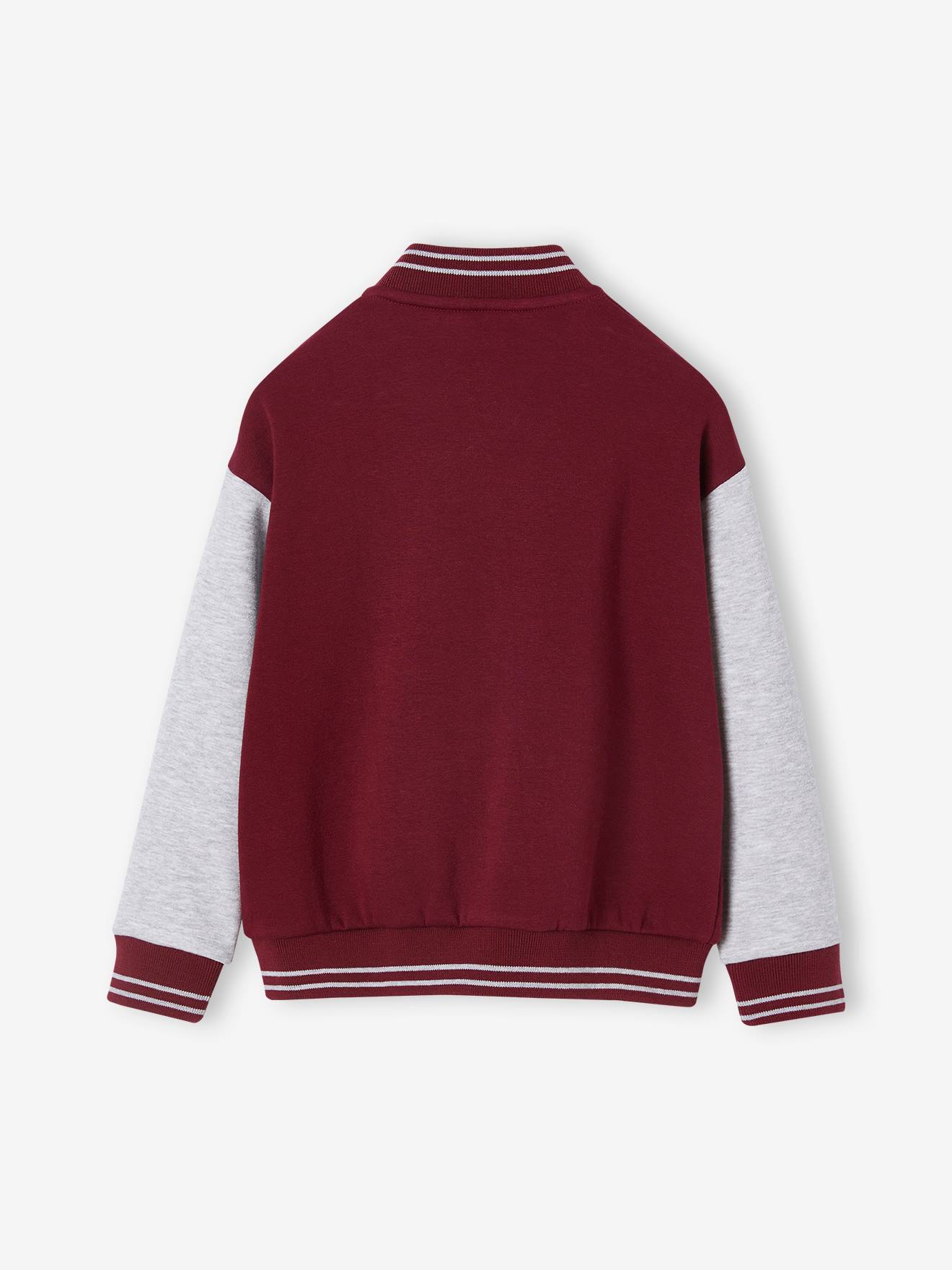 Sweat style teddy en molleton garçon badge en bouclettes. bordeaux