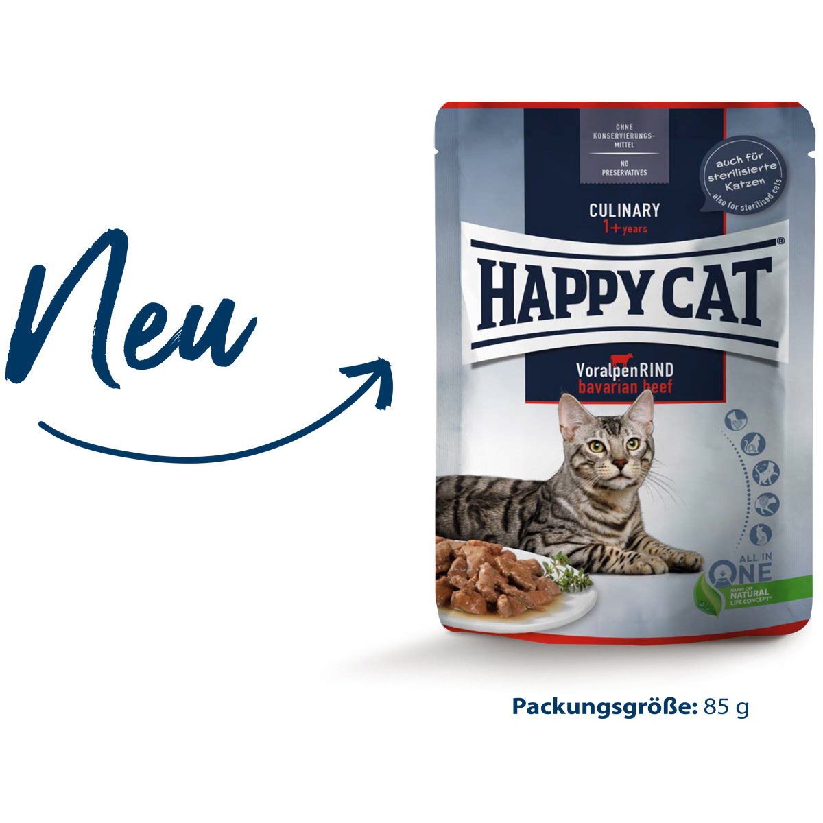 Happy Cat Culinary Meat in Sauce Voralpen Rind Pouch bei ZooRoyal