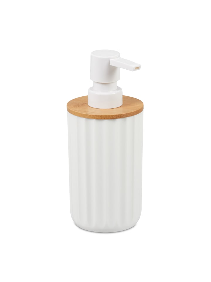 relaxdays Seifenspender in Weiß/Natur - 340 ml günstig kaufen onesize