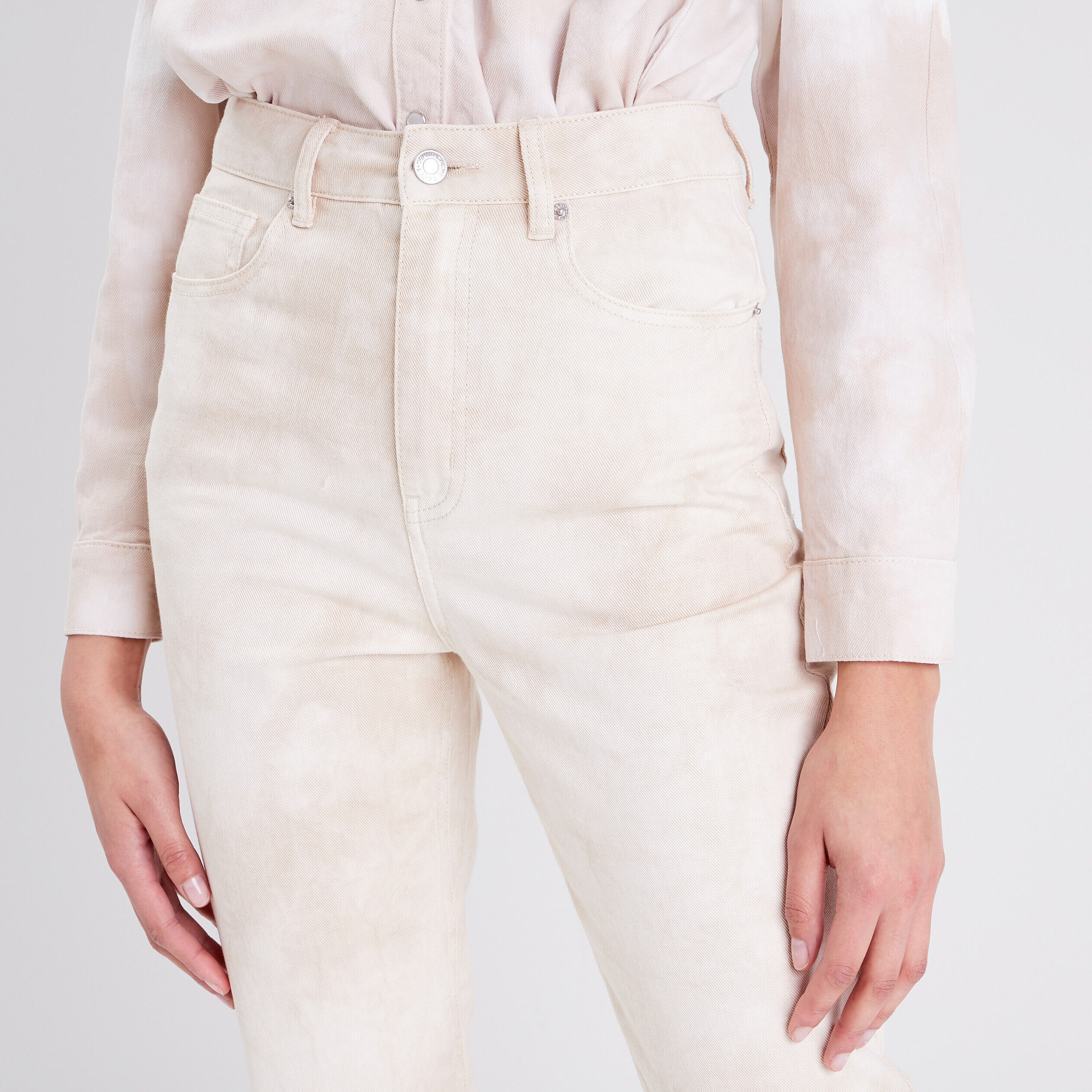 Jeans mom taille haute jaune clair femme | Cache Cache