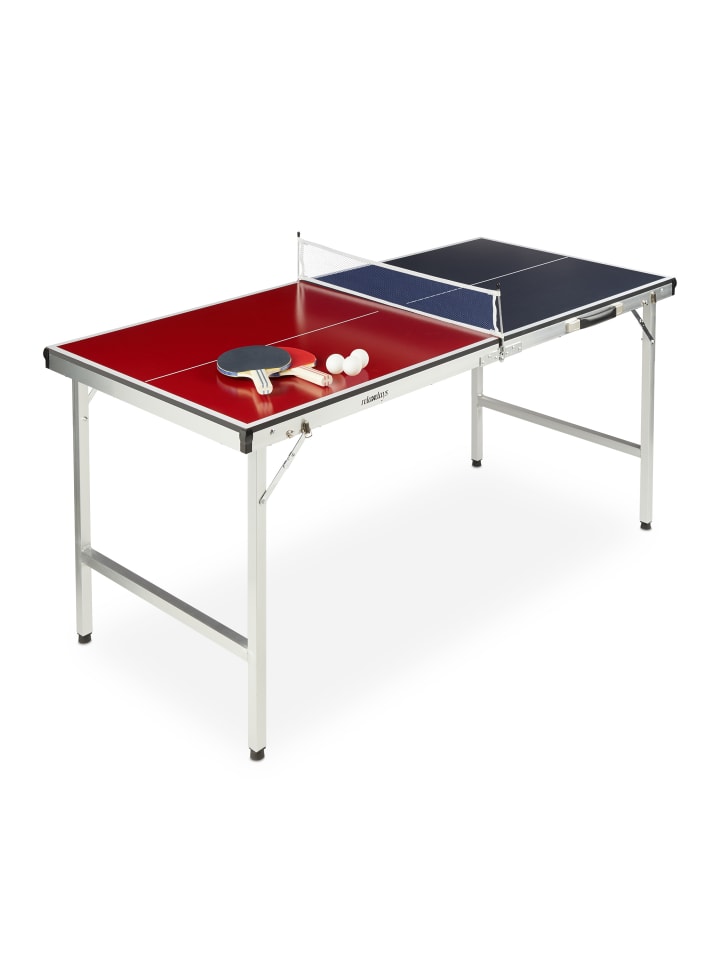relaxdays Tischtennisplatte in Blau/Rot mit 2 Schlägern und 3 Bällen günstig kaufen onesize