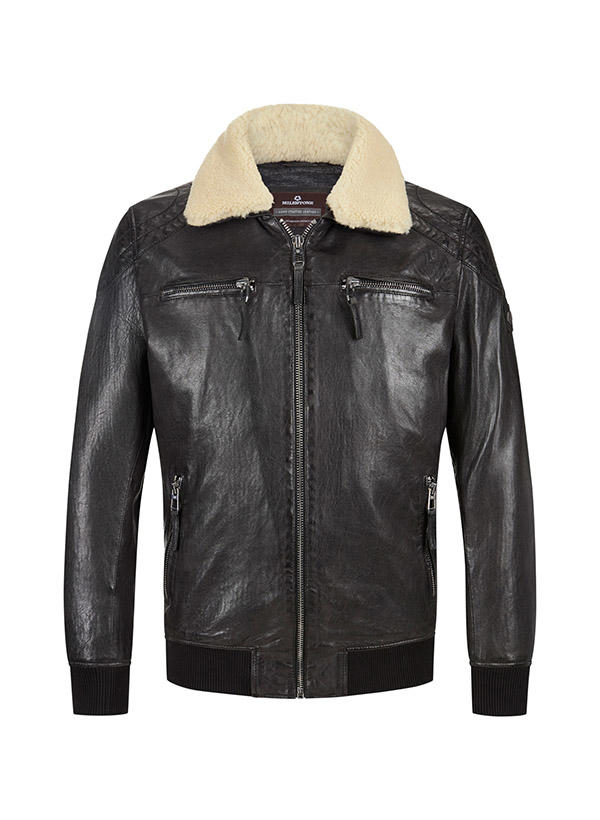 MILESTONE, Lederjacke MS-Ben, Lammnappa Lammfellkragen, anthrazit