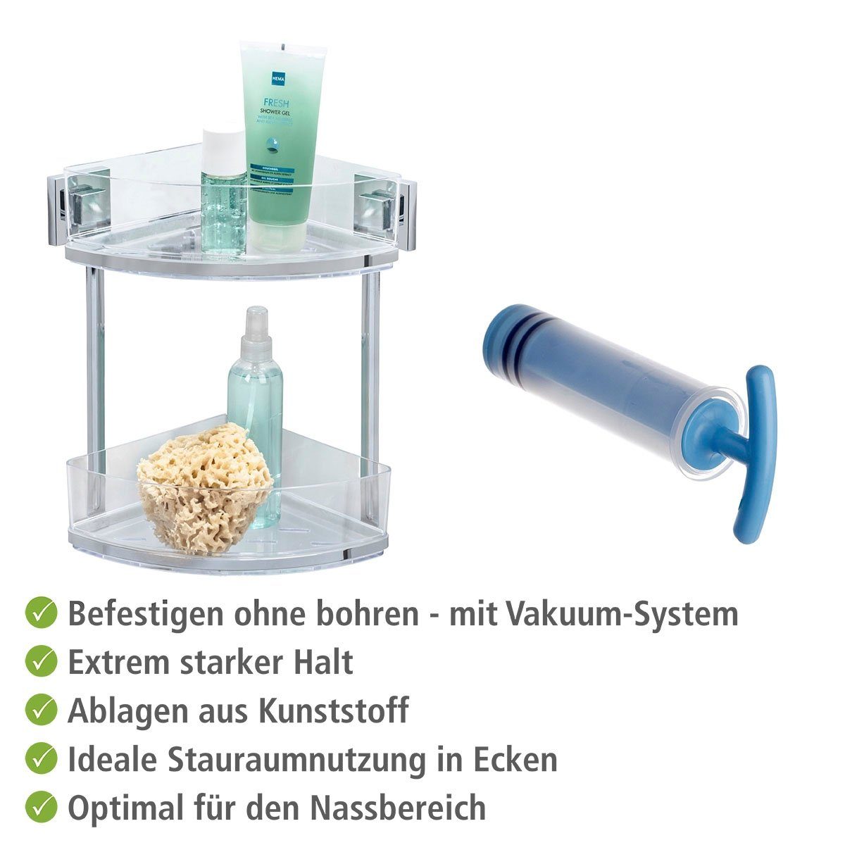 WENKO Eckregal Vacuum-Loc Quadro, 2 Etagen