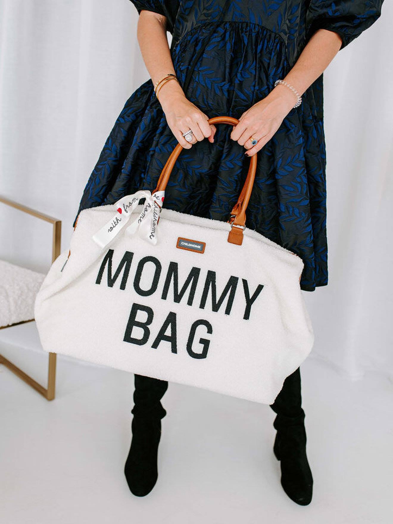 Childhome Große Wickeltasche MOMMY BAG, Teddyfleece CHILDHOME - wollweiß