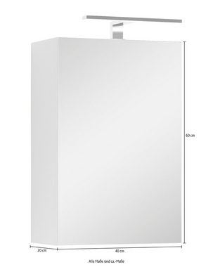 byLIVING Spiegelschrank Spree Breite 40 cm, 1-türig, mit LED Beleuchtung und Schalter-/Steckdosenbox
