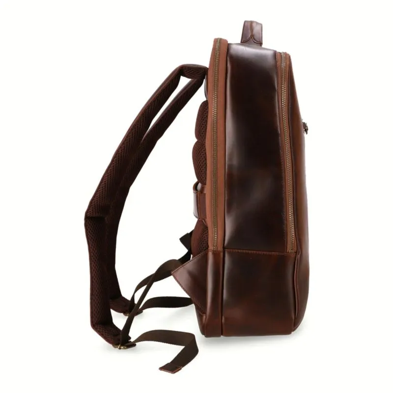 Buckle & Seam Leder Rucksack Leon - Braun \/ Blau