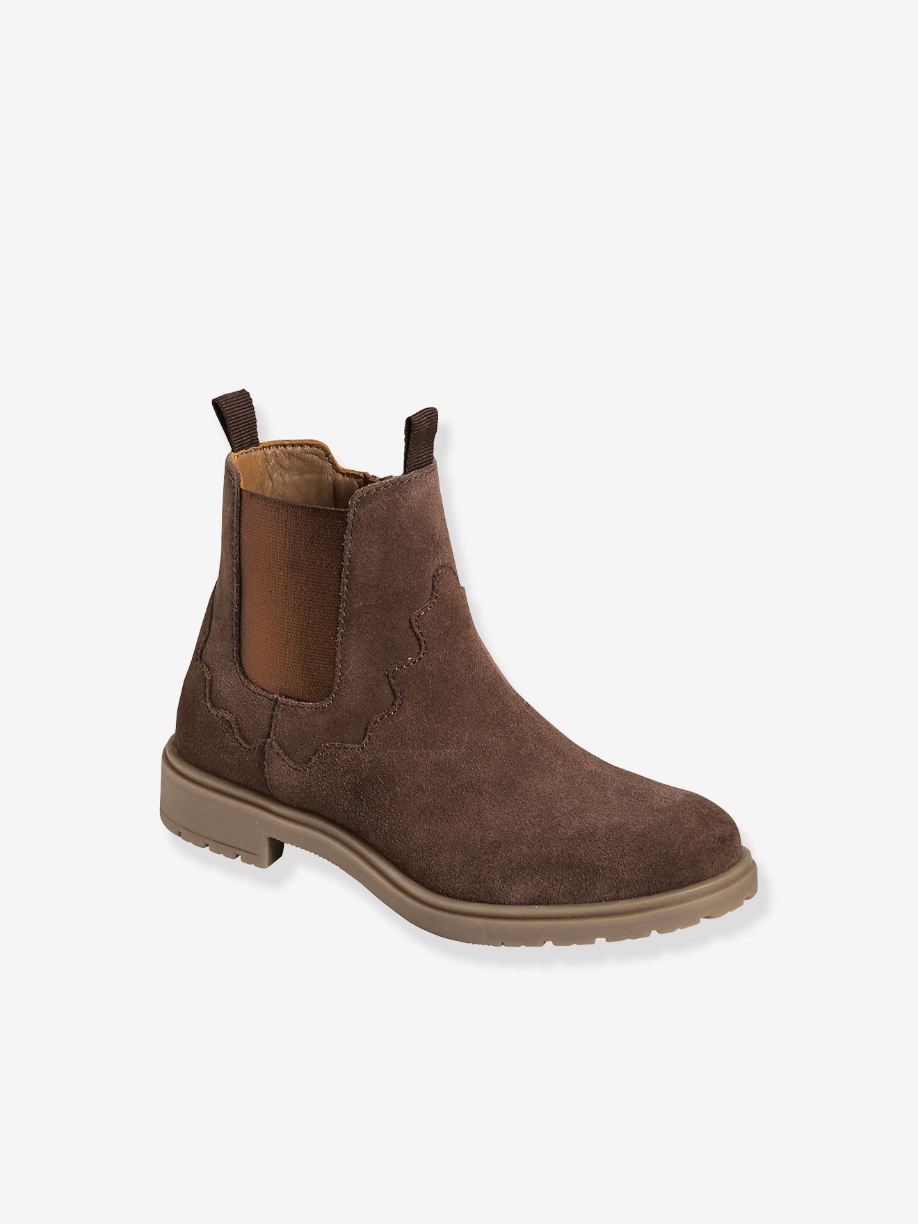 Boots en cuir fille bleu marine
