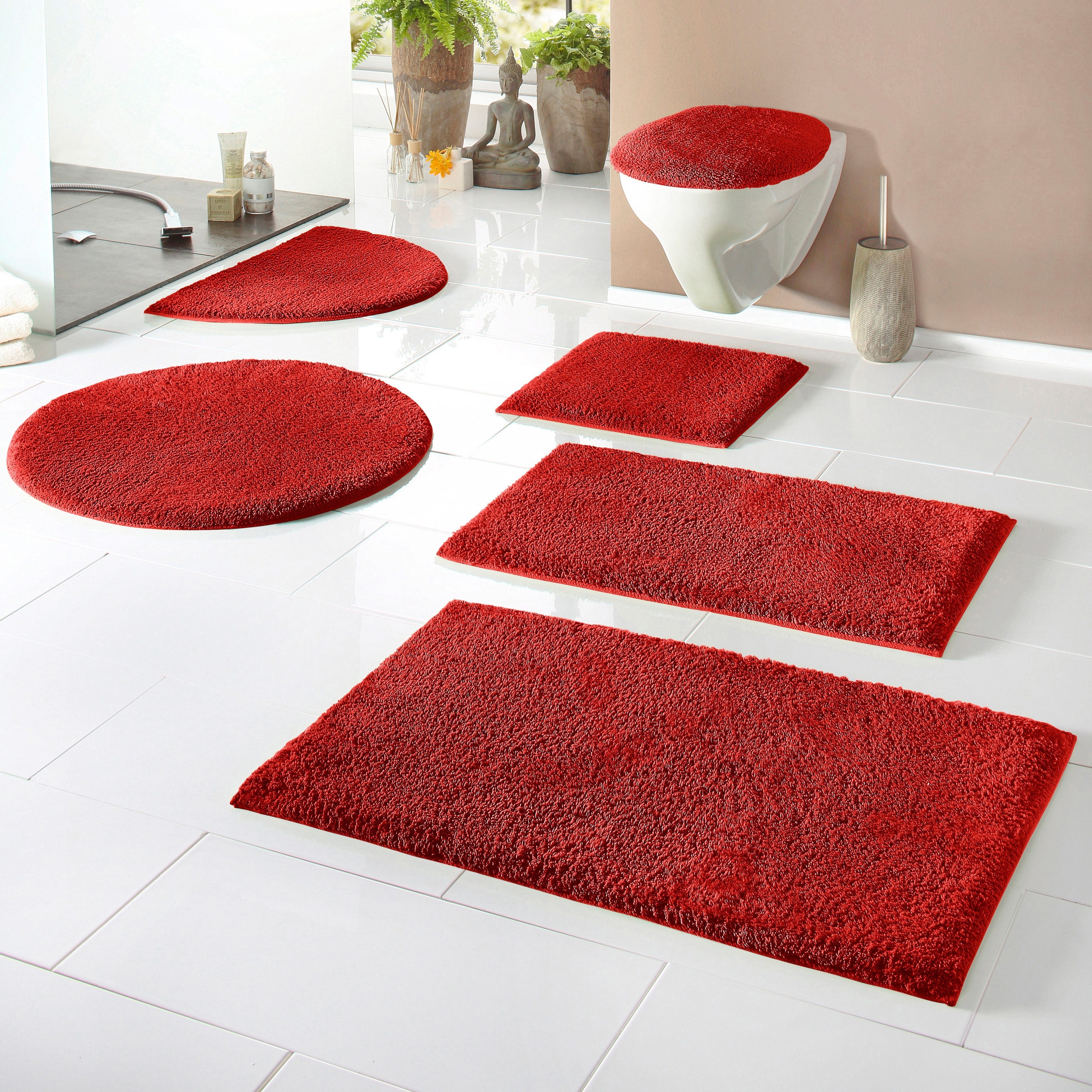 Badematte Maren Home affaire, Höhe 15 mm, rutschhemmend beschichtet, fußbodenheizungsgeeignet, Baumwolle (Bio-Baumwolle), quadratisch, Bio-Baumwolle, Badteppich, Badematten auch als 3 teiliges Set