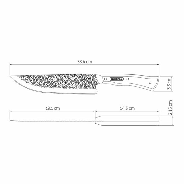 Hammerschlag Messer NOMADE, inkl. Lederetui, 20cm