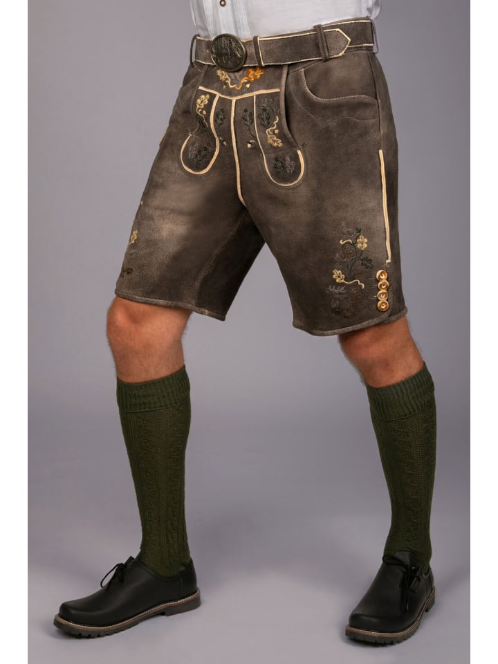 Edelnice Kurze Hirschlederhose Stefan sämisch in dunkelbraun günstig kaufen