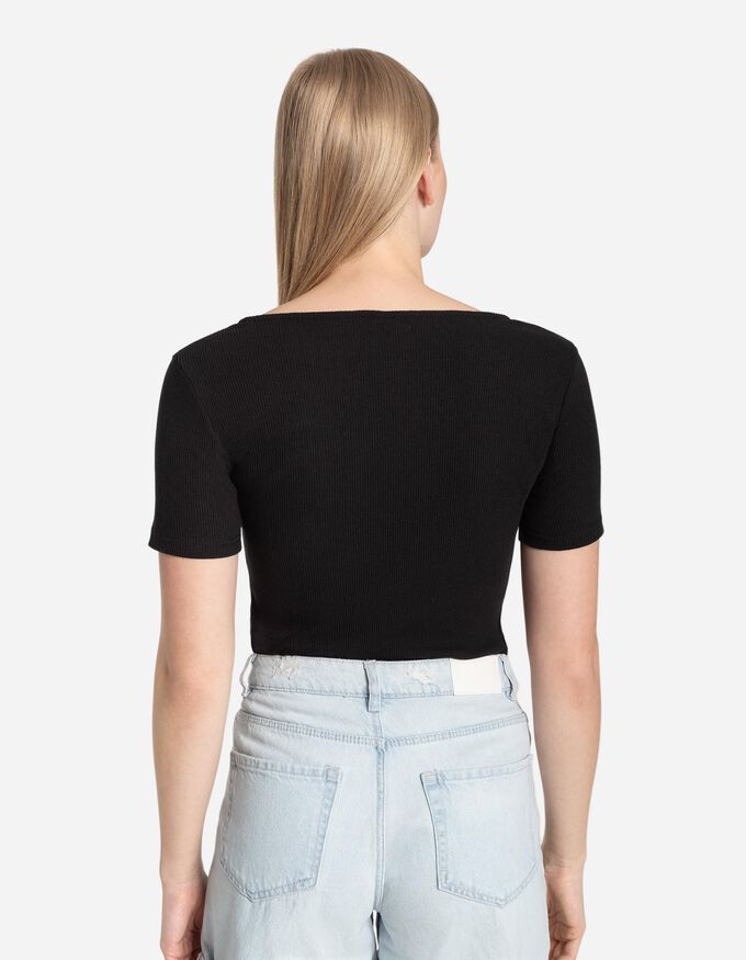 T-Shirt - Schlüsselloch-Ausschnitt