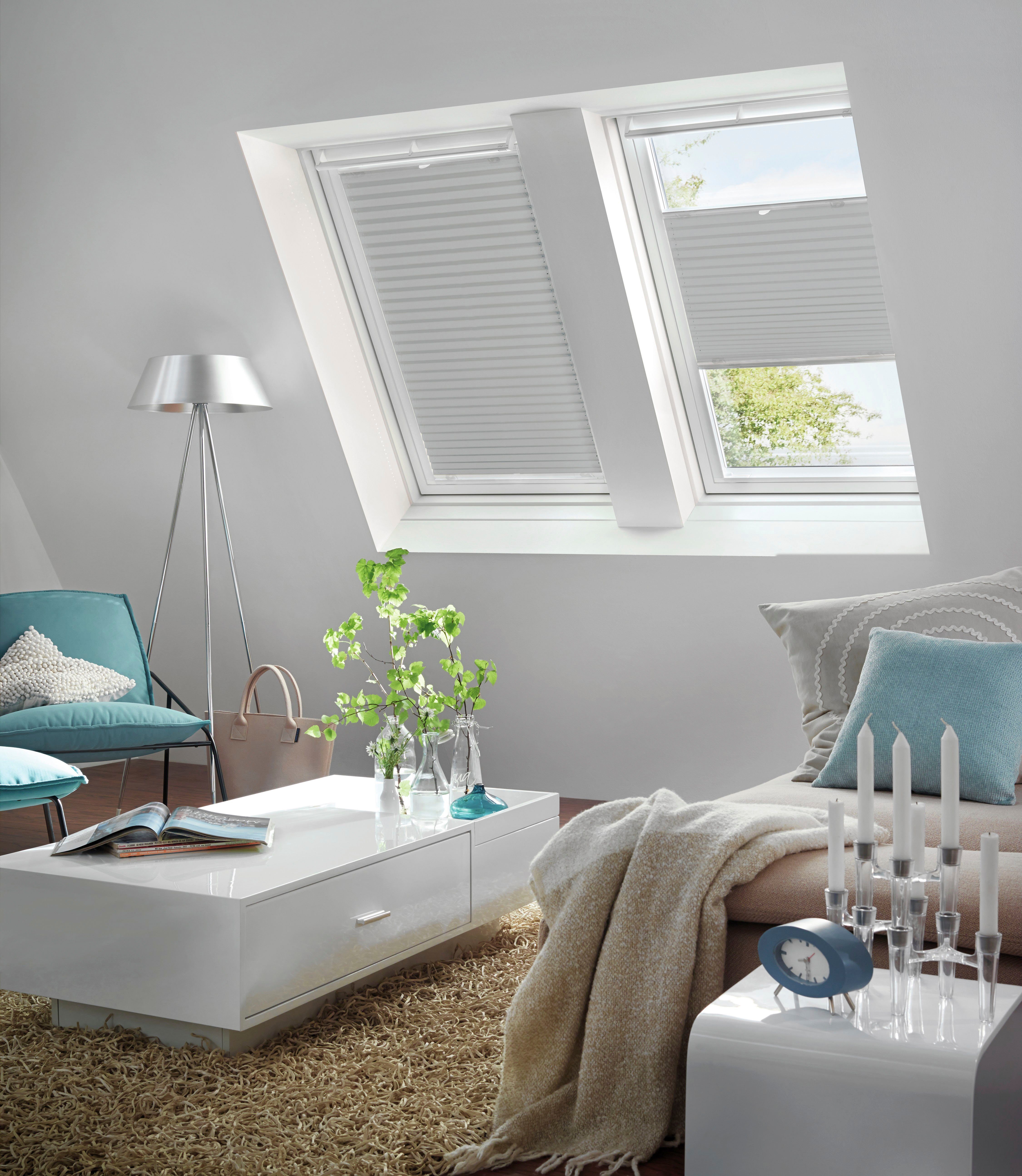 Dachfensterplissee, GARDINIA, blickdicht, ohne Bohren, Saugnäpfe, passend für Velux Dachfenster