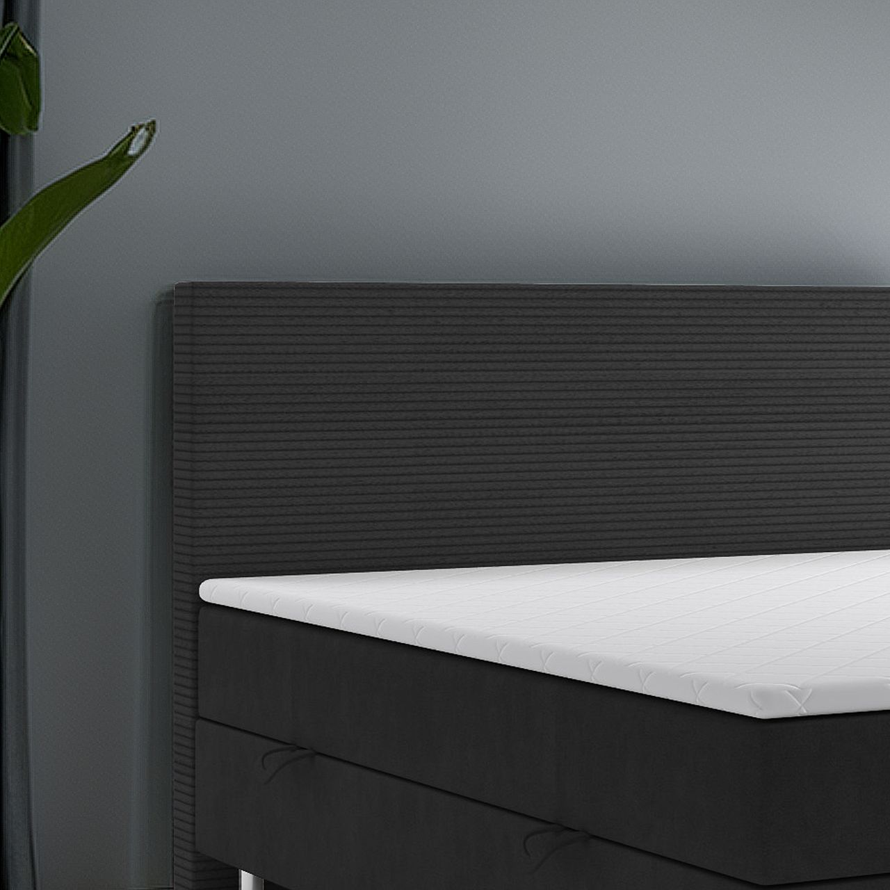Möbel Punkt Boxspringbett PISA mit Bettkasten 180 x 200 cm Webstoff Schwarz Bett Bettkasten Topper