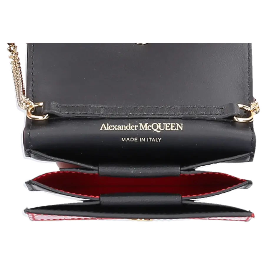Alexander McQueen - Wallet on Chain SKULL Kalbsleder - rot