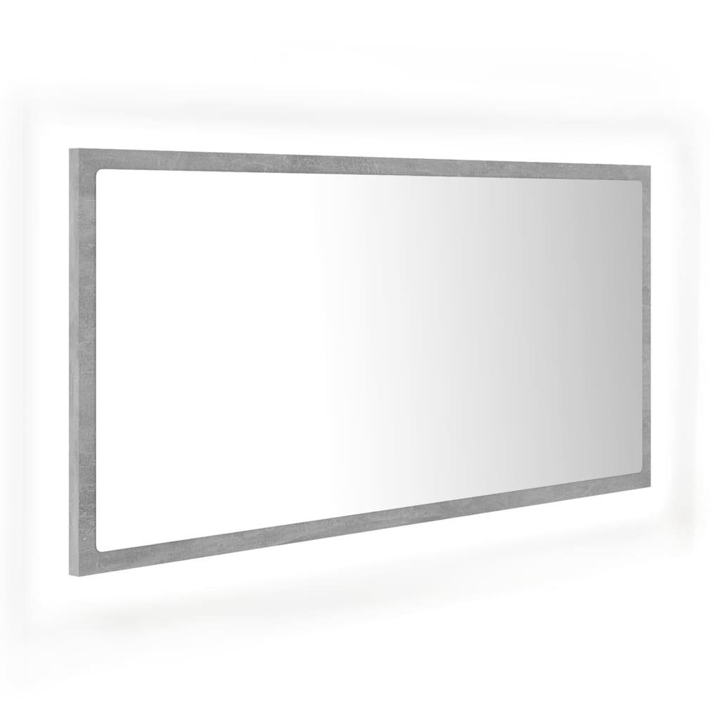 vidaXL Badezimmerspiegelschrank LED-Badspiegel Betongrau 90x8,5x37 cm Acryl (1-St)