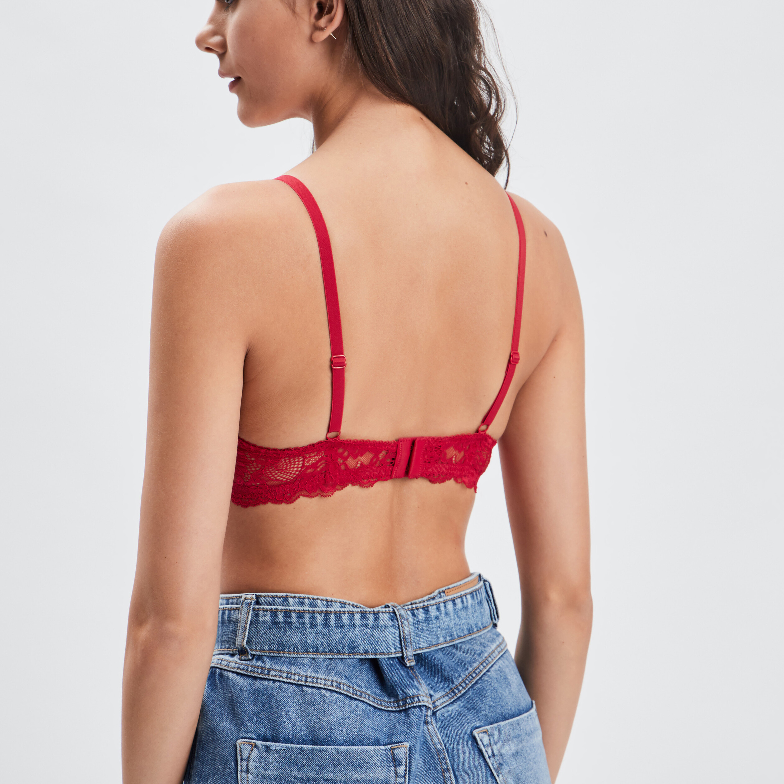 Soutien-gorge triangle dentelle rouge femme | La Halle