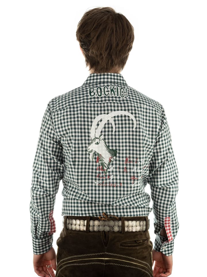 OS-Trachten Trachtenhemd Ubegu in dunkelgrün günstig kaufen