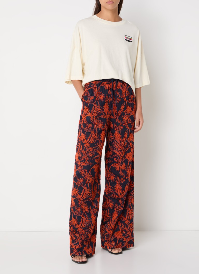 Pantaloni essenziali Antwerp Gaura a vita alta e gamba larga con ricami