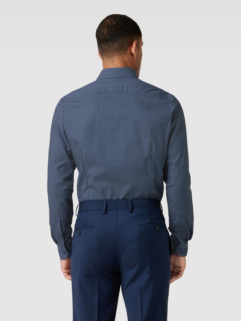 Body Fit Business-Hemd mit Allover-Muster in marineblau
