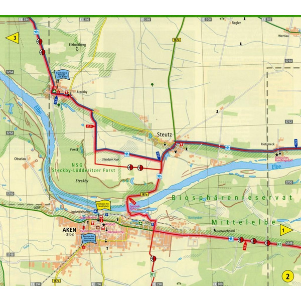 Radwanderkarte Elberadweg 02. Dessau - Wittenberge 1 : 50 000 - Fahrradkarte