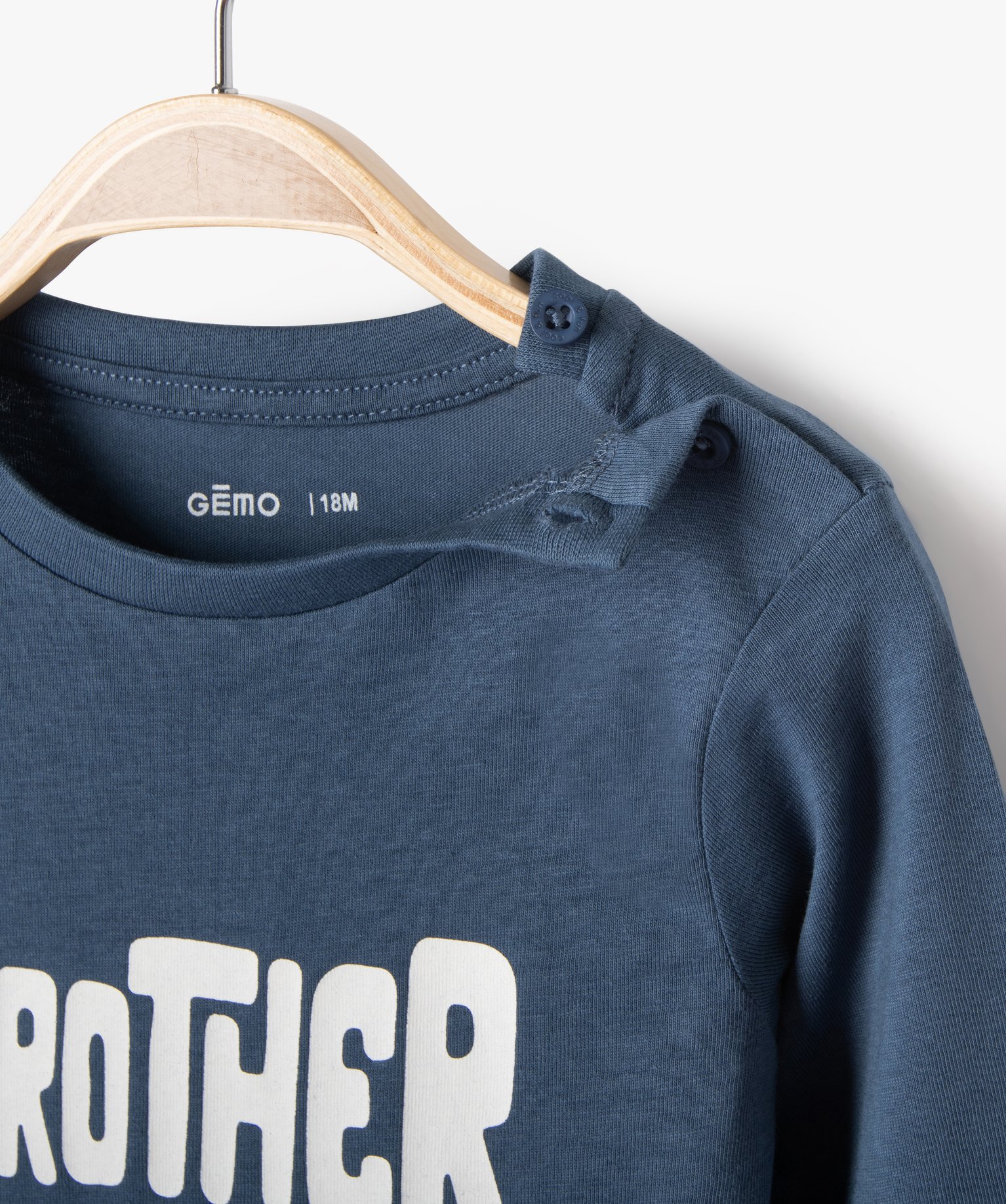 Tee-shirt à manches longues avec message bébé Garçon bleu fonce | GEMO