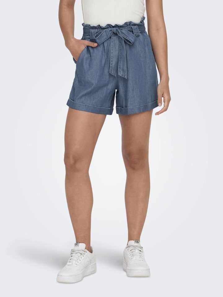 ONLY Shorts Bermudas Jeans-Shorts Seitentaschen Gürtel in Blau-3 günstig kaufen XS