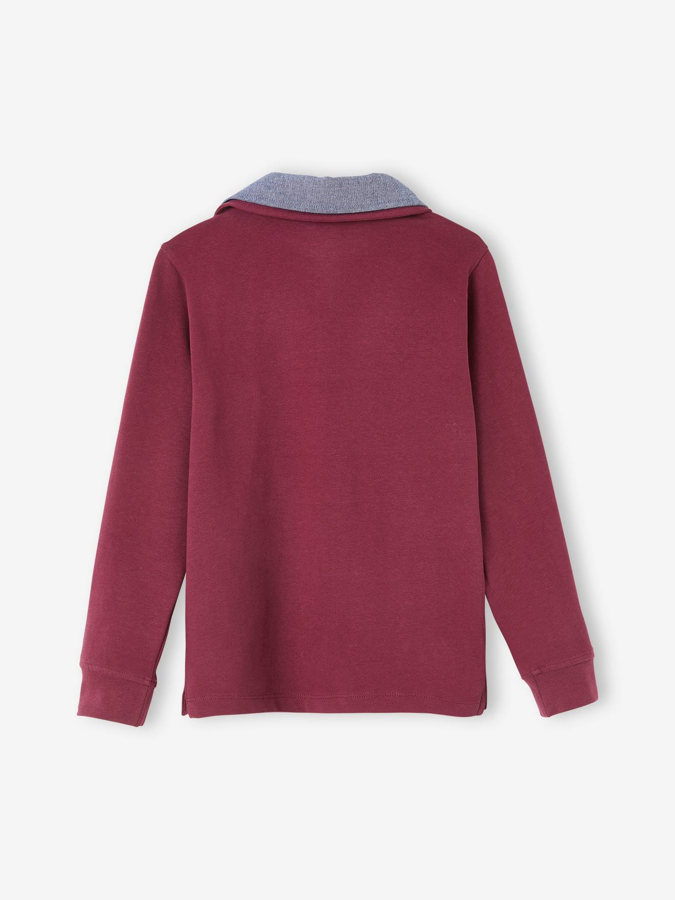 Vertbaudet Jungen Poloshirt, 2-in-1-Look, personalisierbar - bordeaux