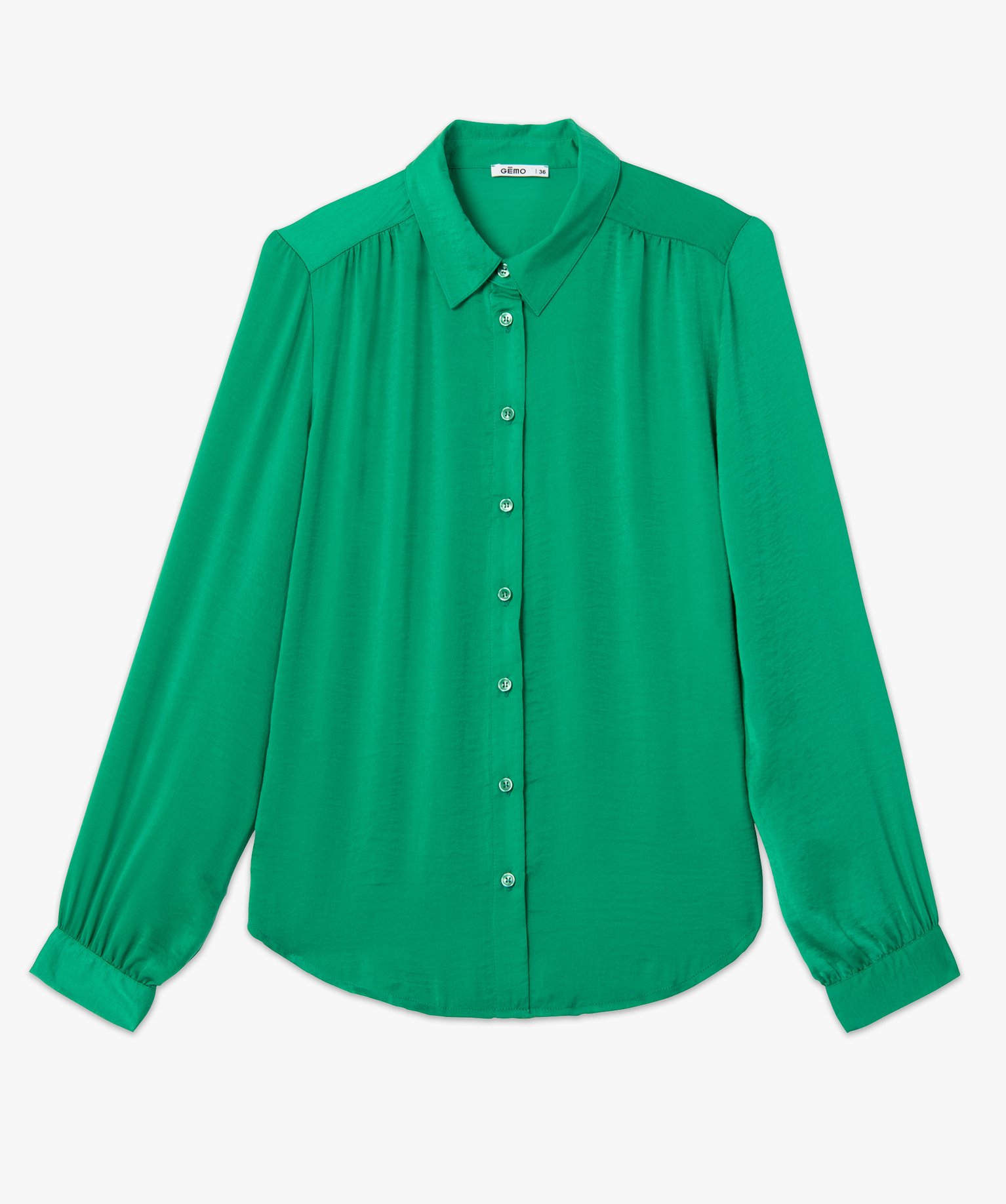 Chemise en satin à manches longues femme vert | GEMO
