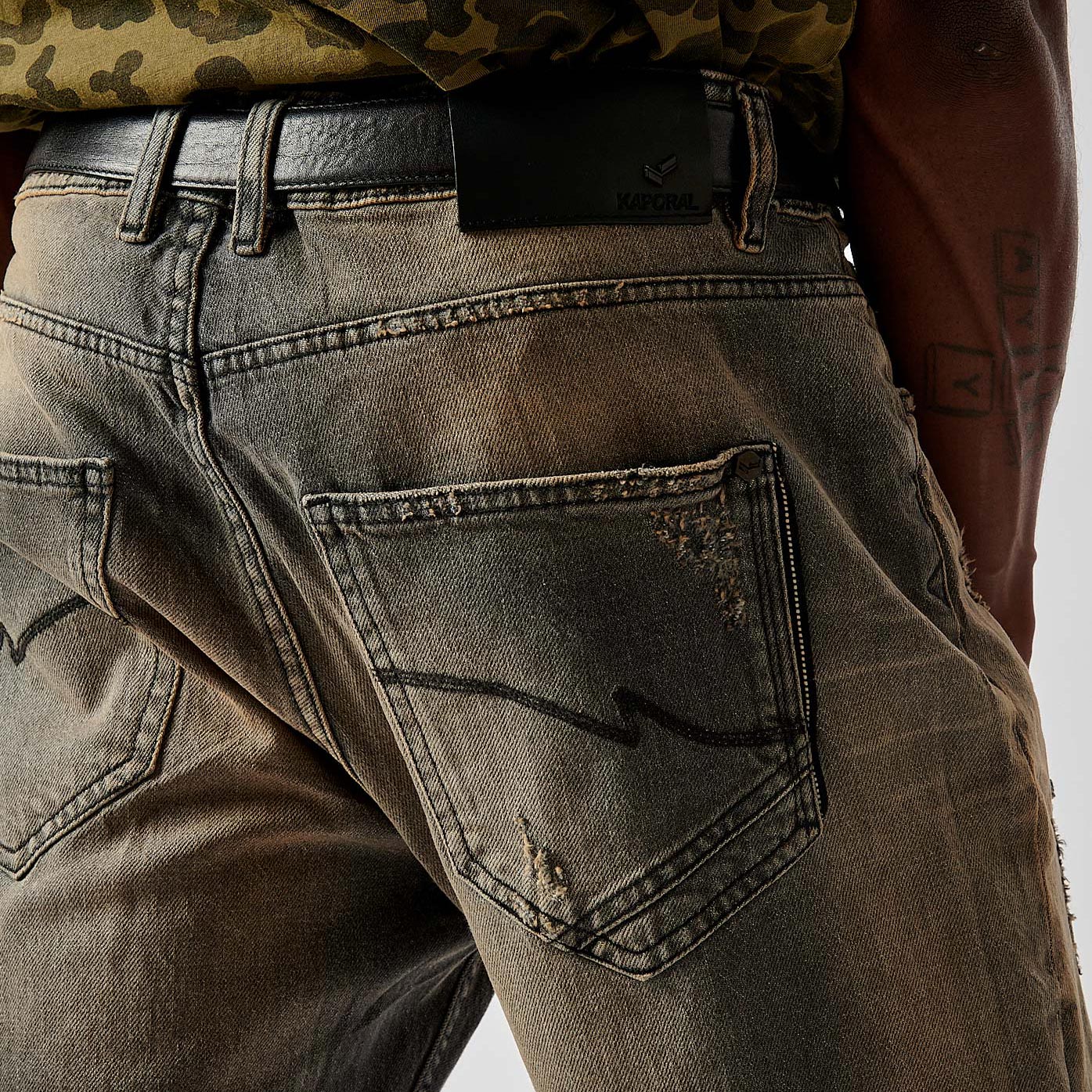 KYLAN  Jean gris relaxed cropped homme