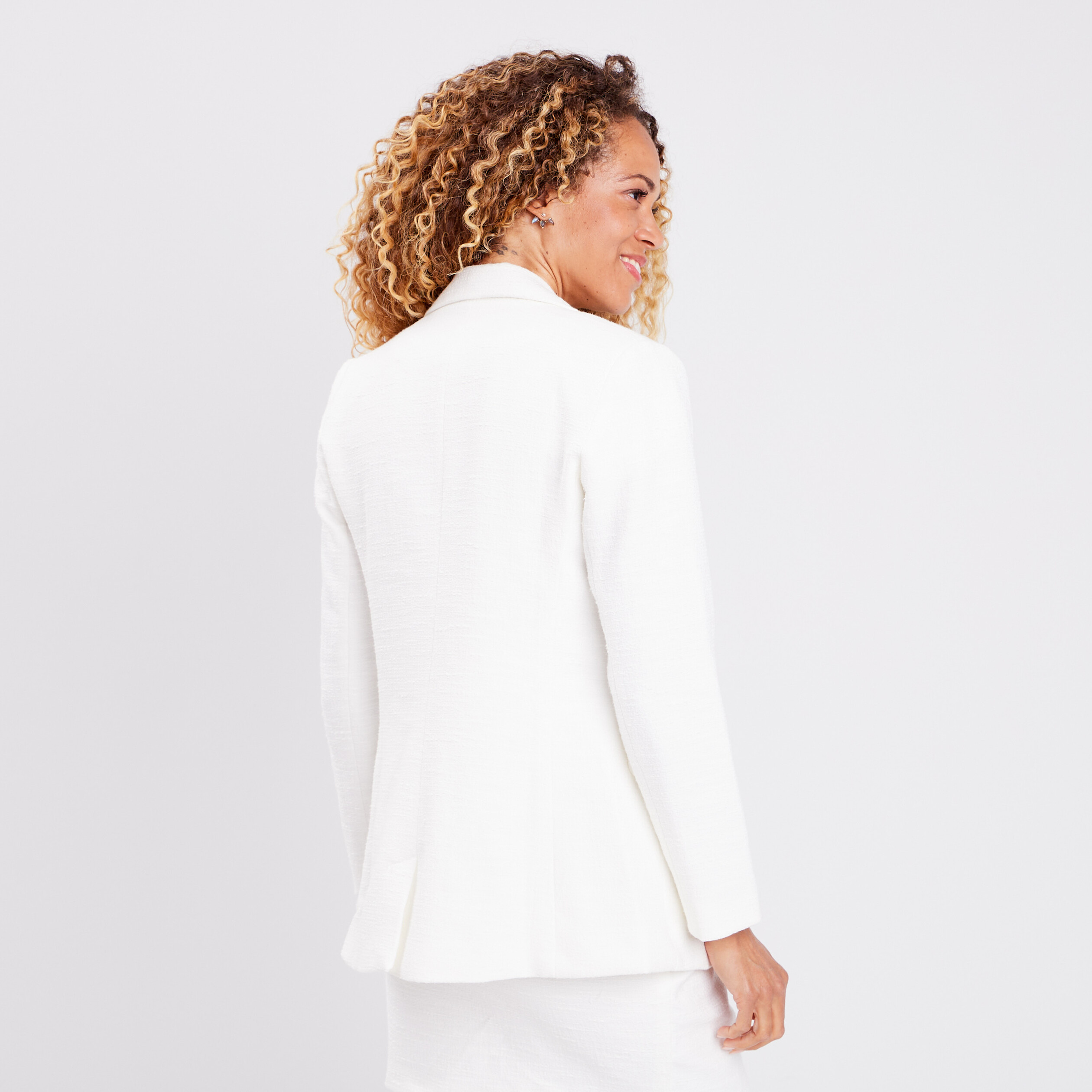 Veste tailleur manches longues ivoire femme | La Halle