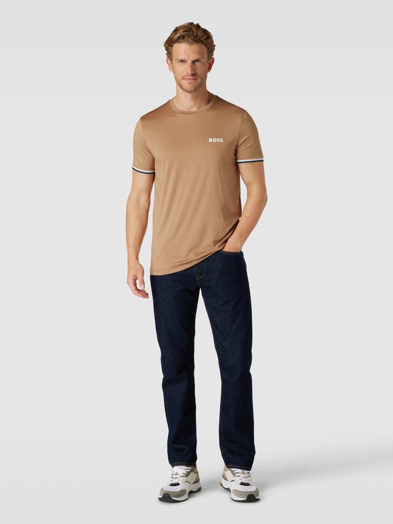 T-Shirt mit Label-Print in beige