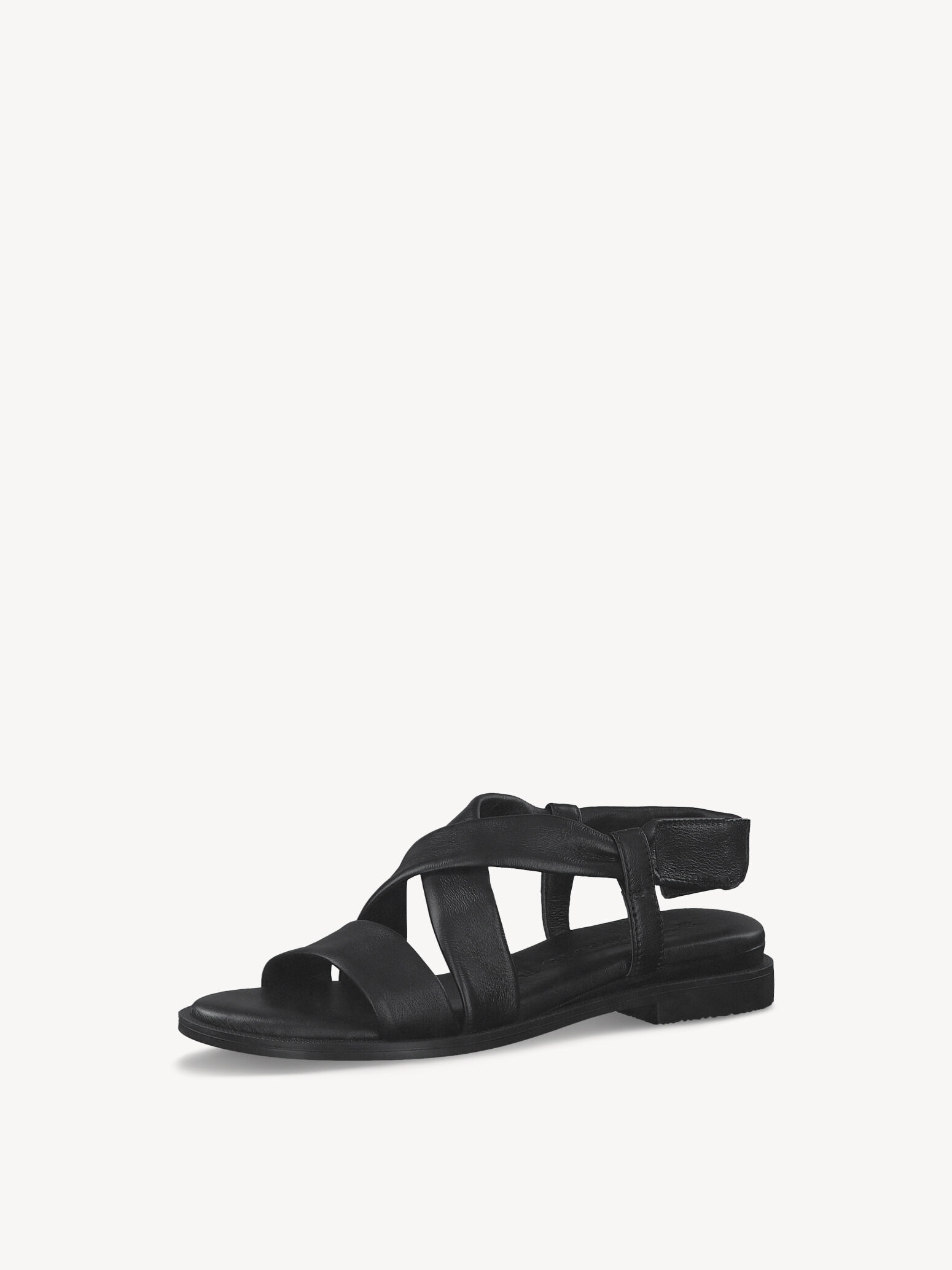 Sandale à talon en cuir - noir