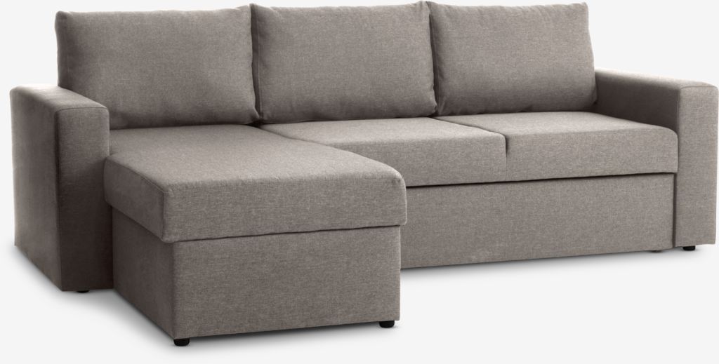 MARSLEV Sofá cama MARSLEV com chaise longue, tecido cinza claro