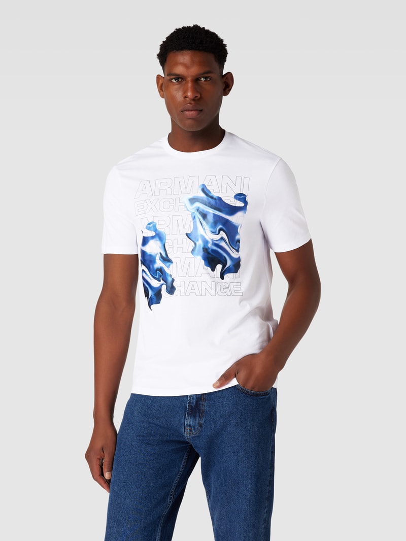 T-Shirt mit Label-Motiv-Print Modell 'Watercapsule' in weiß