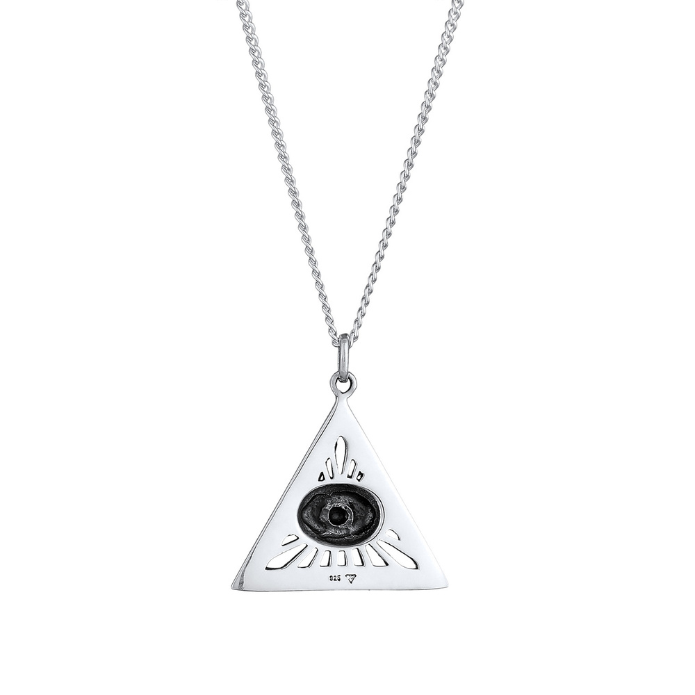 KUZZOI KUZZOI Collier Hommes triangle pendentif Evil Eye en argent sterling 925 Bijoux