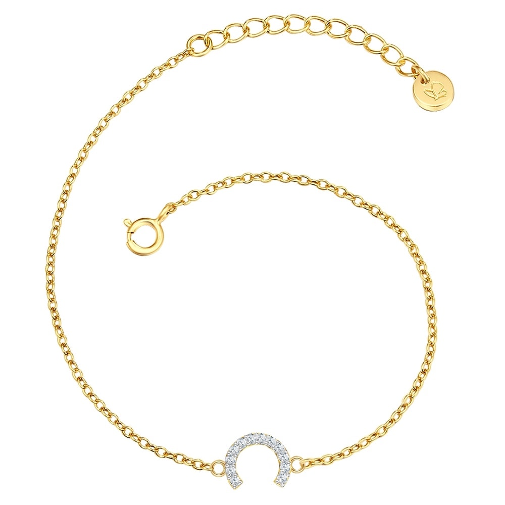 Glanzstücke München Bracelet en argent Lettre C Argent sterling Oxyde de zirconium (CZ) en Or jaune Bracelet