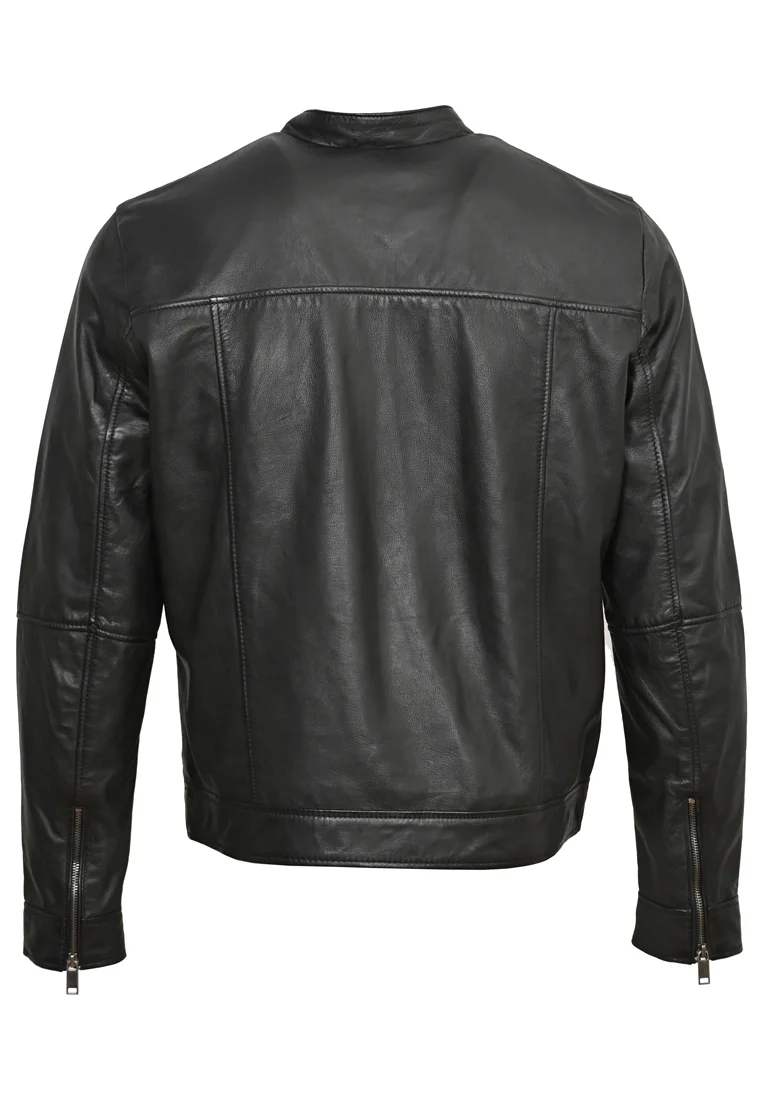 Chaqueta de cuero azul Wellford