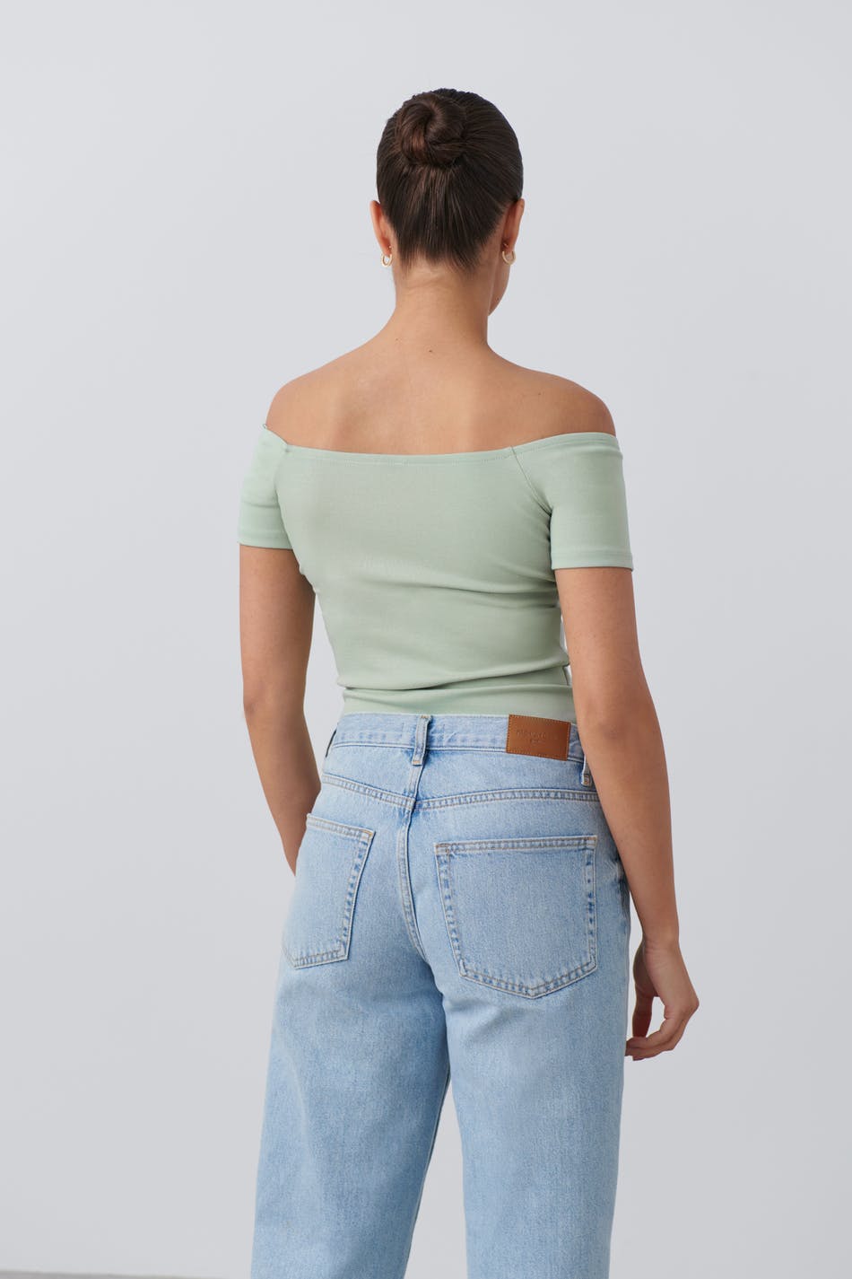 Rib off shoulder top