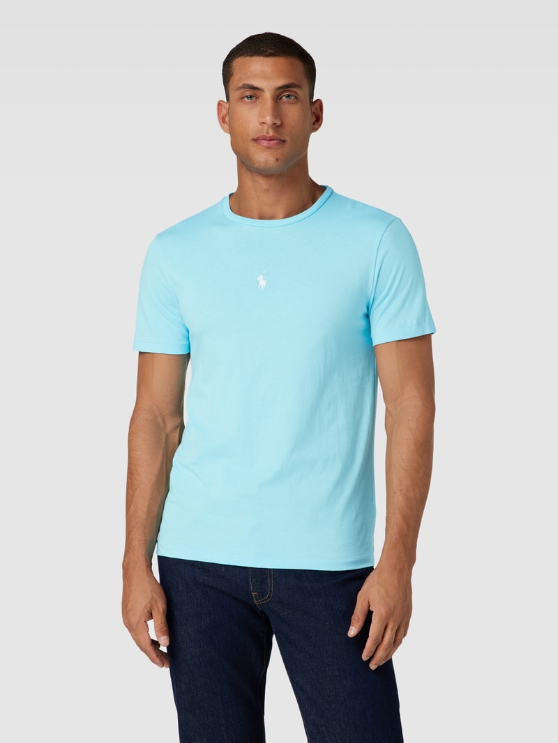 T-Shirt mit Logo-Stitching in aqua blau