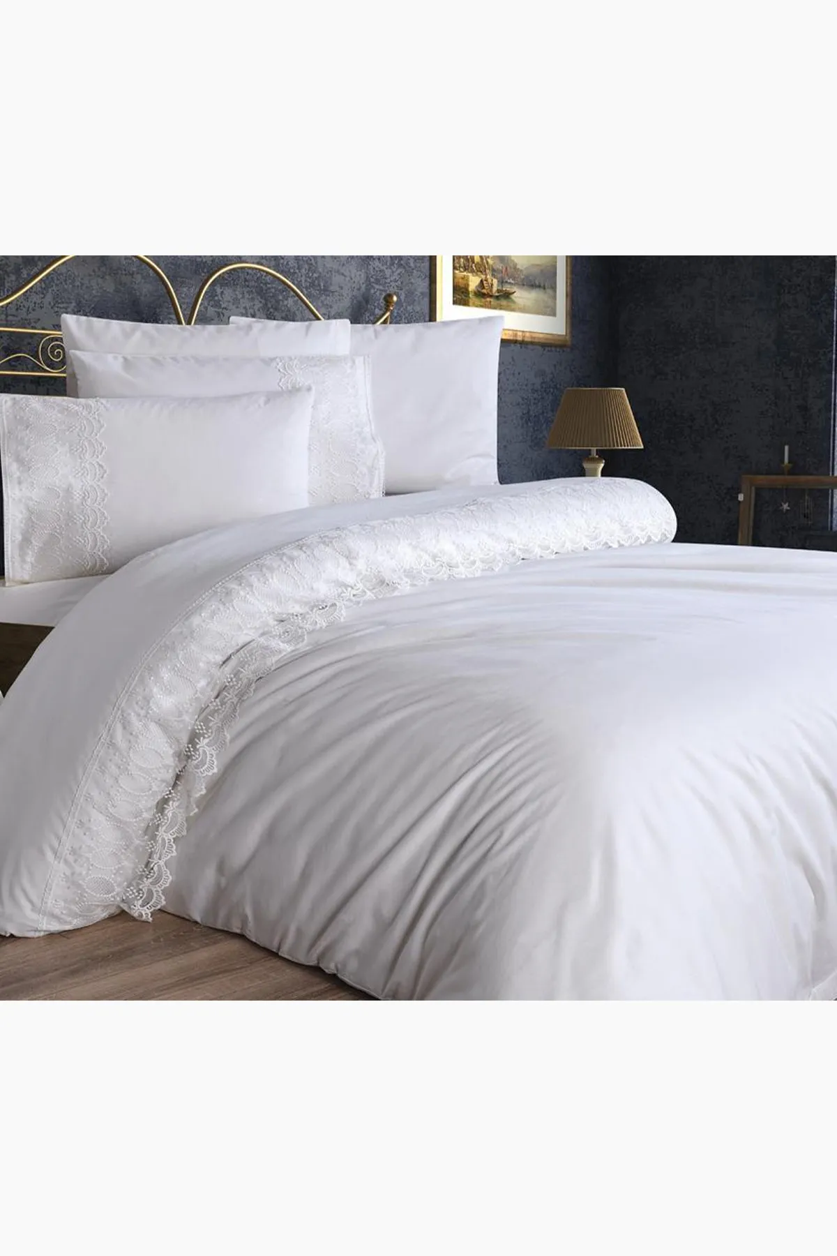 Çeyiz Diyarı  Bettbezug-Set Simona Dowry aus französischer Spitze, Creme