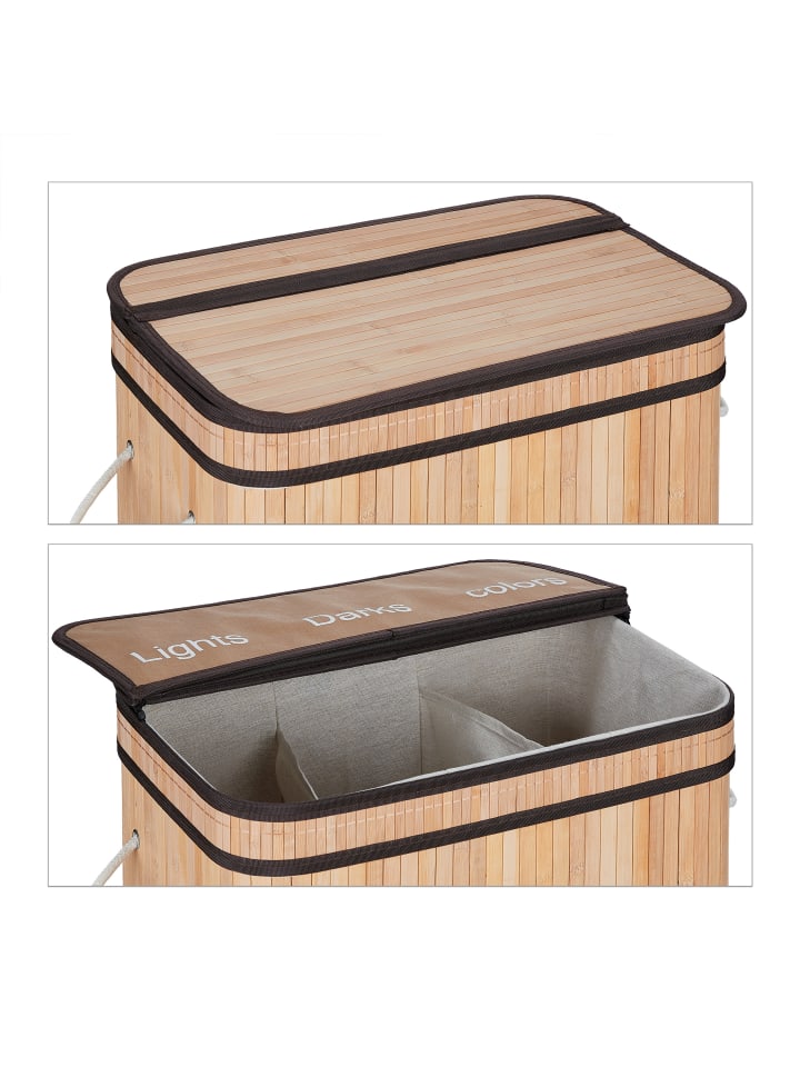 relaxdays Wäschesortierer in Natur - (B)55 x (H)63 x (T)35 cm günstig kaufen onesize