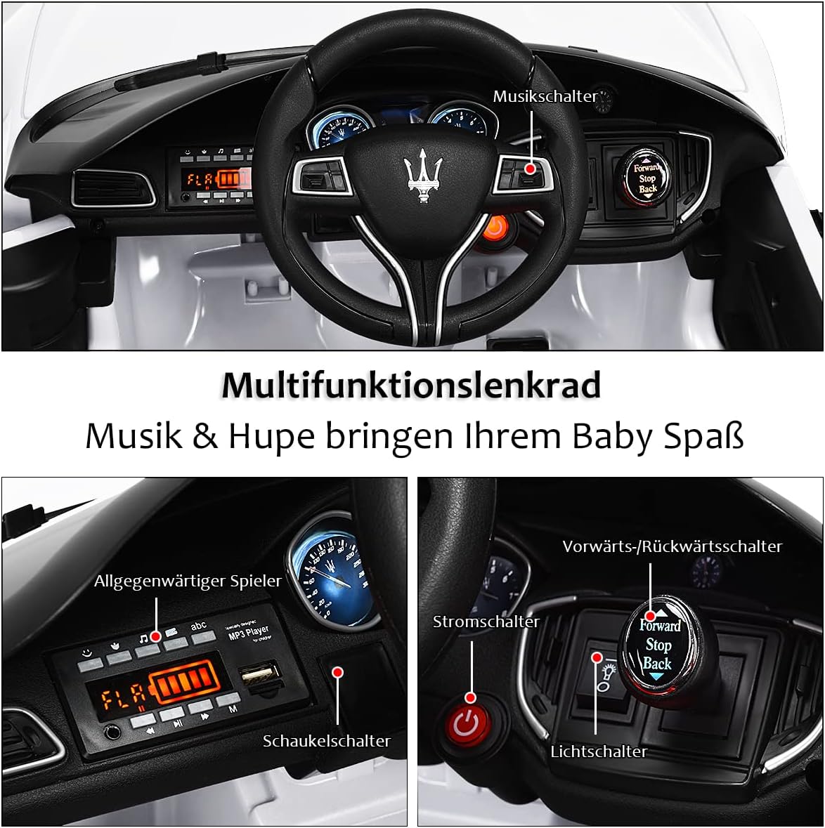 Costway 12V Maserati Kinderauto mit 2,4G-Fernbedienung