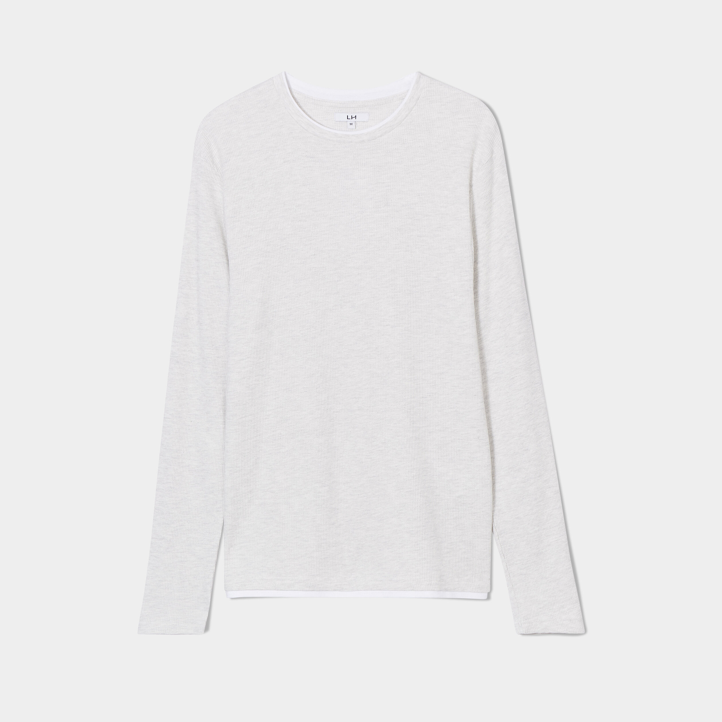 T-shirt col rond manches longues ecru homme | La Halle