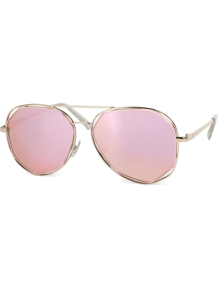 styleBREAKER Sonnenbrille in Gold / Pink verspiegelt günstig kaufen onesize