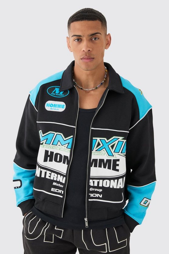 Kastige Oversize Moto-Bomberjacke