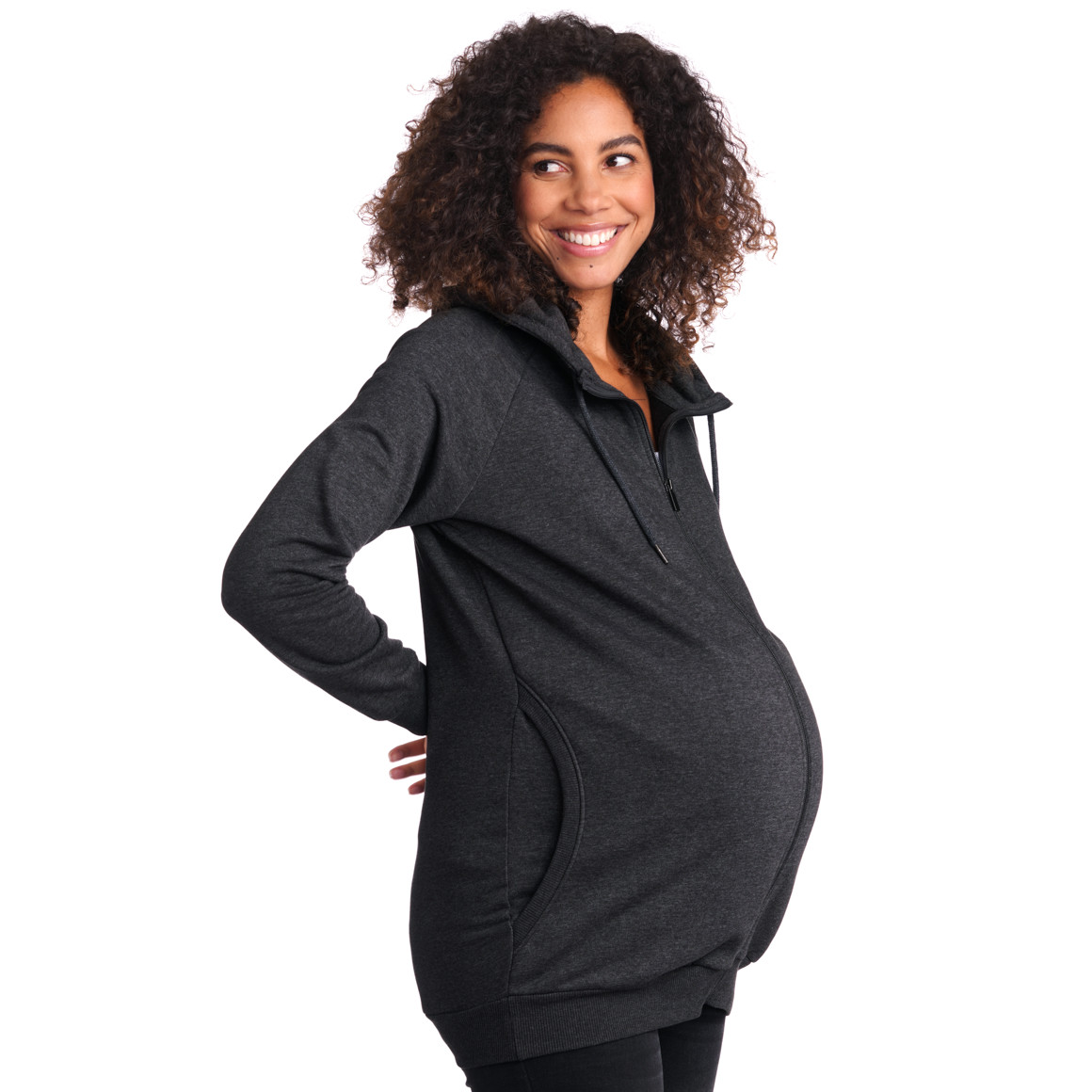Damen Umstands-Sweatjacke mit Kapuze