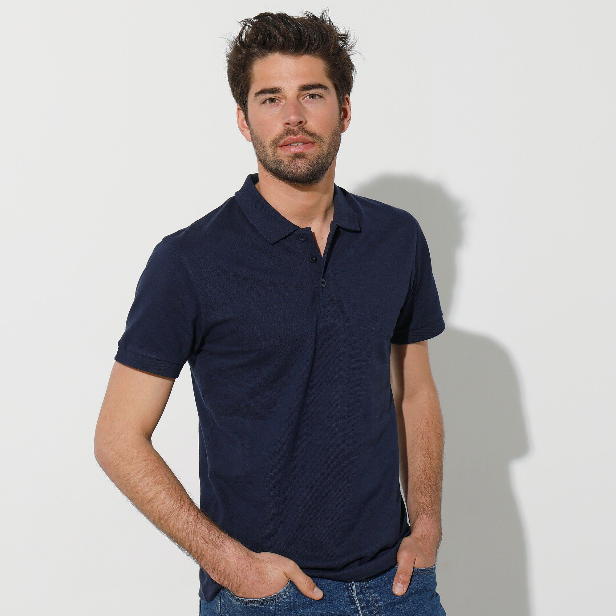 Polo uni maille piquée manches courtes